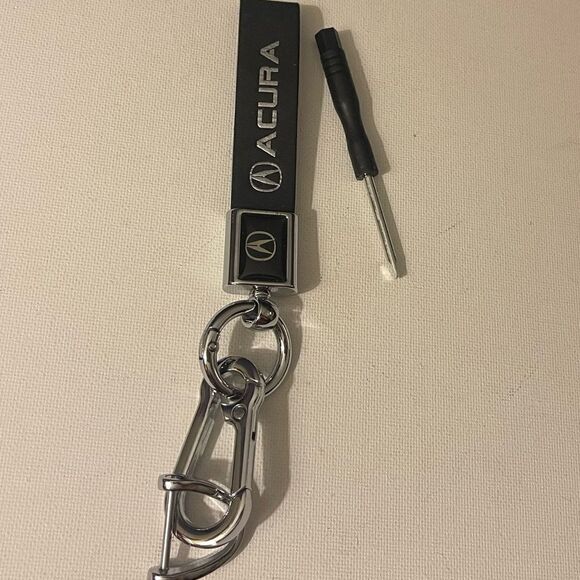 Acura key fob Keychain in black leather NWT - Picture 2 of 4